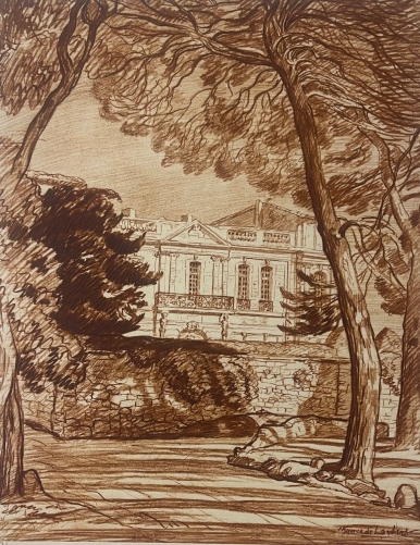 montpellier_pavillon_populaire_d_assas_gravure_c_1942_provence_france_engraving