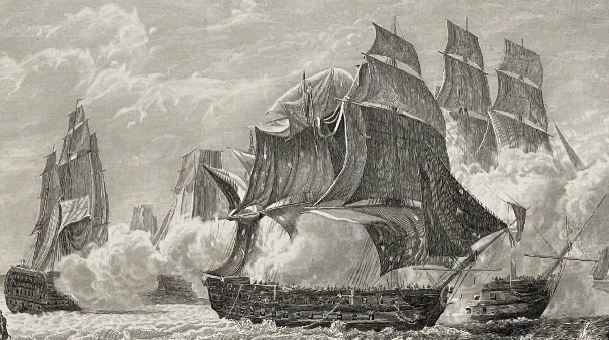 toulon_romulus_contre_3_vaisseaux_angleterre_napoleon_bonaparte_france_vers_1840