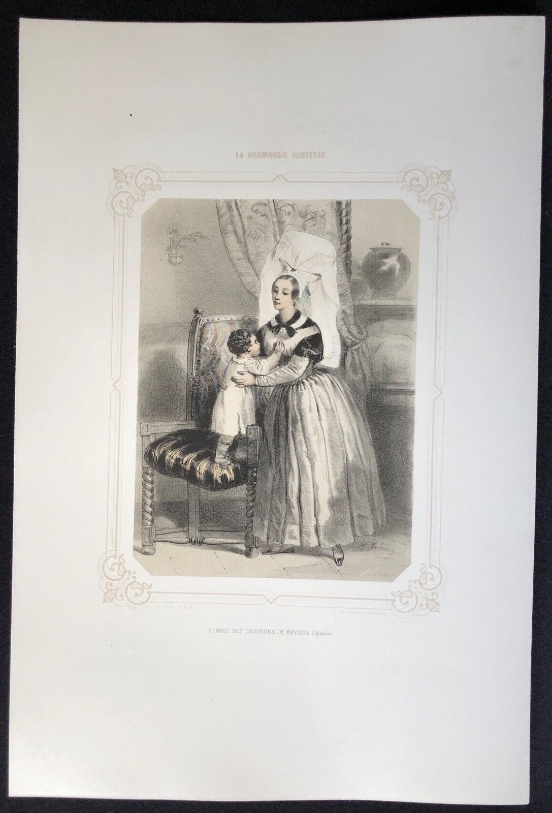 femmes_des_environs_de_bayeux_calvados_lithographie_originale_1852__