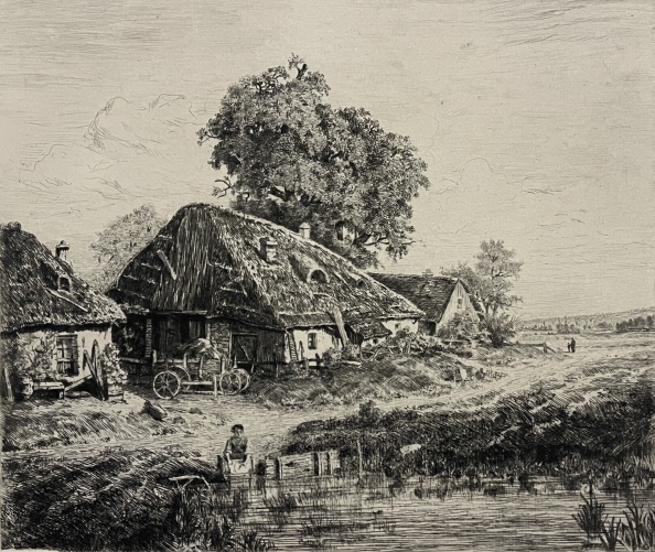 noel_masson_1849???1899_chaumieres_pointe_seche_1882_paysage_rural