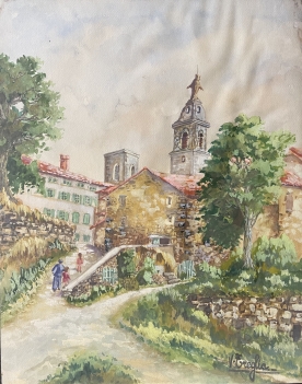eglise_saint-pierre_pradelles_auvergne_aquarelle_vers_1960_france