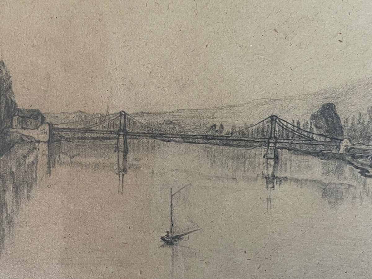 confland_le_pont_suspendu_dessin_graphite_de_1869_monogramme_lr_france