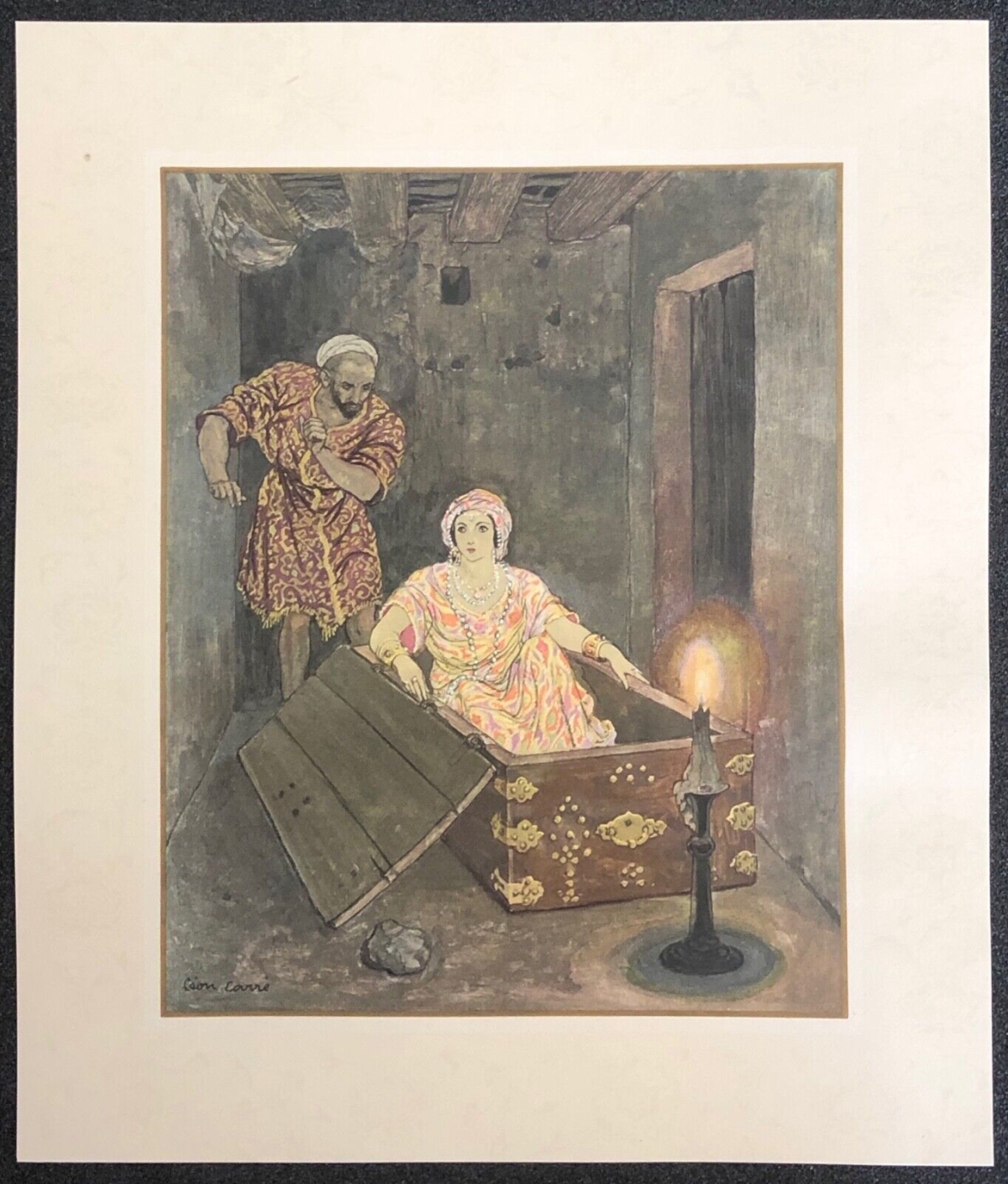 femme_dans_un_coffre_les_mille_et_une_nuits_leon_carre_1926_orientalisme_arabe