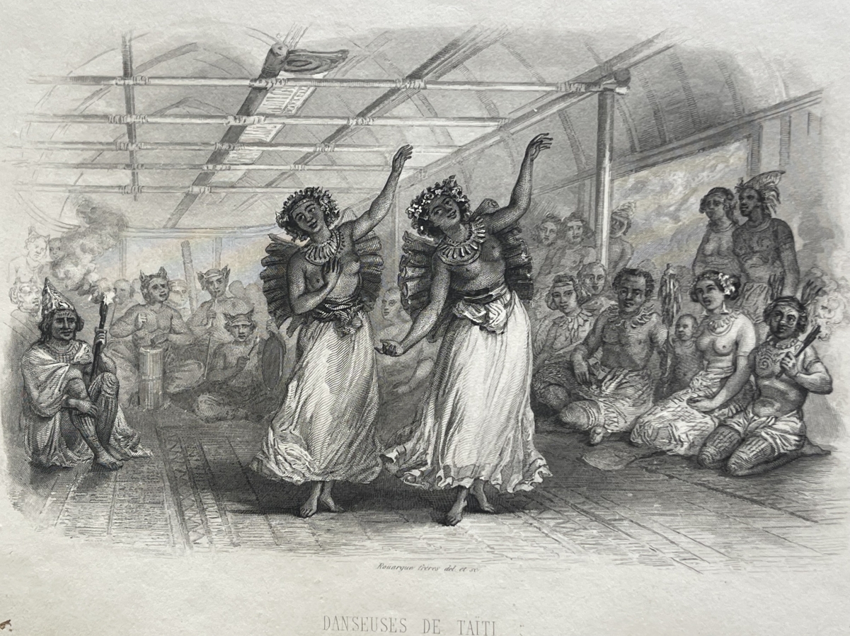 tahiti_tahitian_dancers_original_antique_engraving_1850_french_polynesia_france