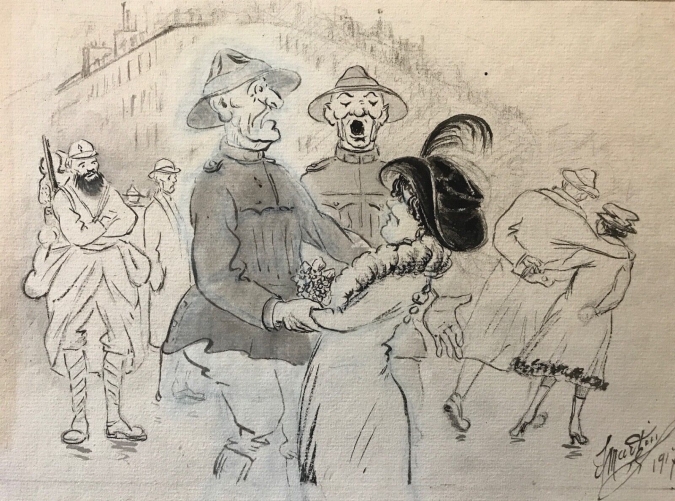 guerre_14_18_lavis_original_signe_martin_?_soldat_united_states_of_america