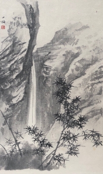 chute_deau_sur_papier_verge_vers_1960_china_chine
