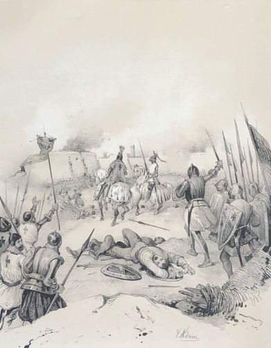 les_croises_avec_baudoin_et_tancrede_semparent_diconium_estampe_de_1840