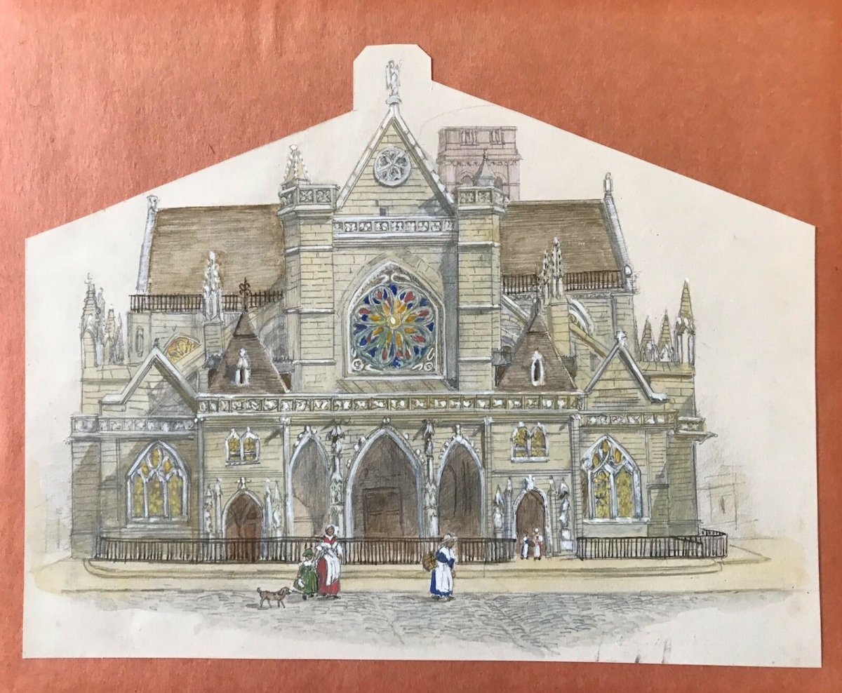 paris_eglise_saint_germain_lauxerrois_papier_circa_1850_technique_multiple