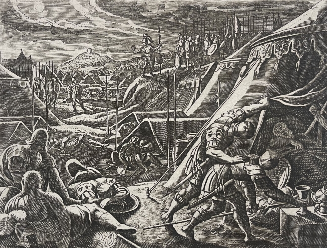 david_a_saul_entre_ses_mains_gravure_de_1619_israel