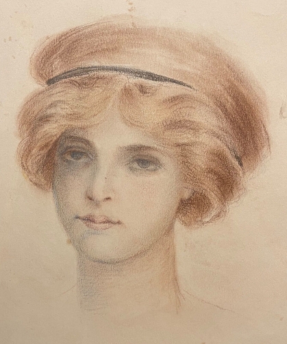 femme_art_nouveau_vers_1910_coiffure_anonyme_pastel_fixe_france