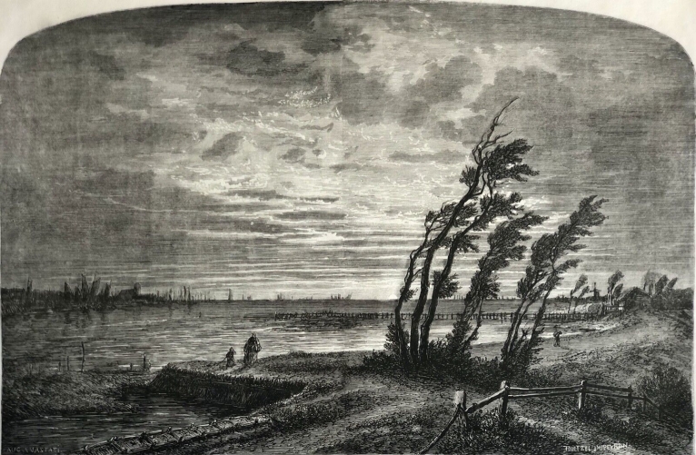 le_waal_et_la_meuse_vers_dordrecht_par_anastasi_gravure_vers_1861_nederlande