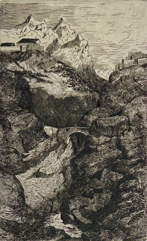 vernayaz_trient_gorge_and_bridge_switzerland_dedicated_drypoint