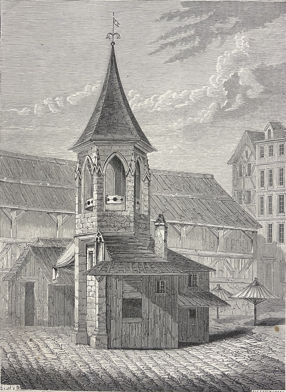 paris_le_pilori_des_halles_gravure_de_1845_france