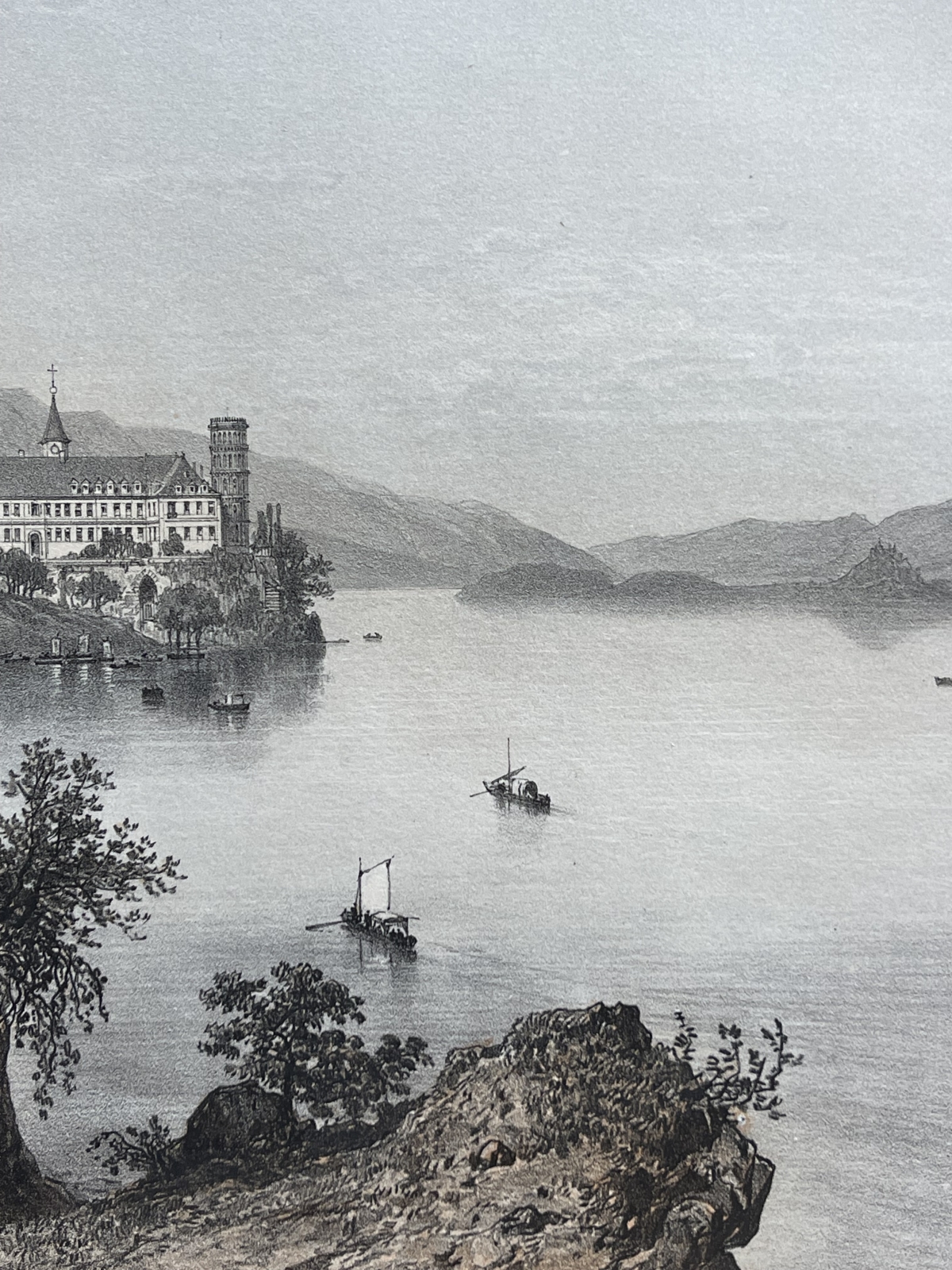 antique_engraving_haute-combe_abbey_lake_bourget_france_1864_benoist_savoie