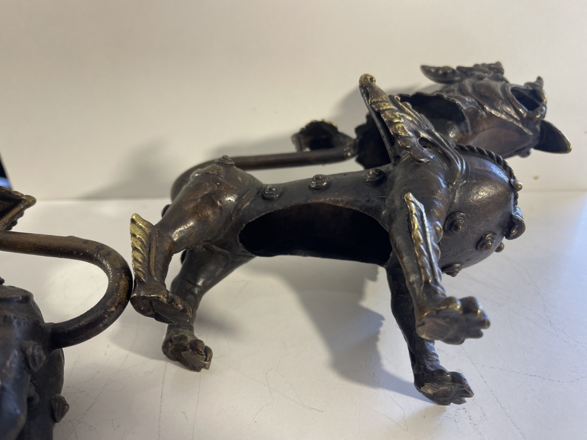 chine_pair_antique_chinese_bronze_mythical_guardian_beasts_male_female_19th