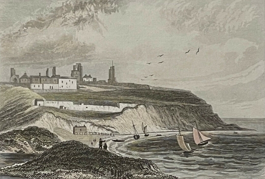 tynemouth_castle_northumberland_royaume-uni_lithographie_de_1829