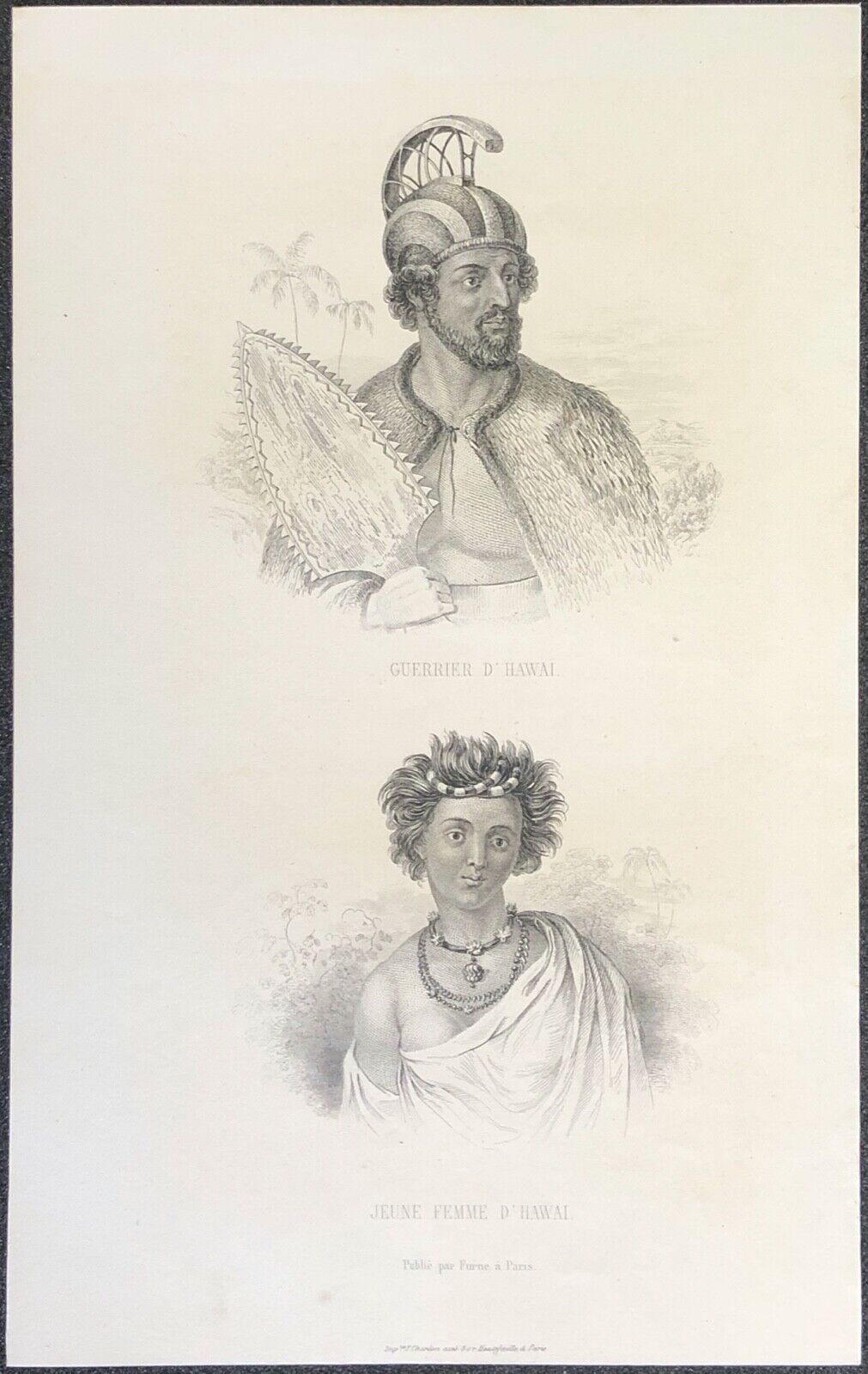 hawai_etats-unis_guerrier_et_jeune_femme_lithographie_1857_rouargue_xixe_usa