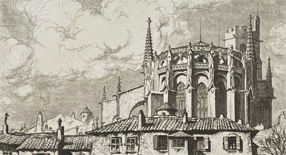 cathedrale_de_viviers_vers_1930_pointe_seche_de_maurice_robert_rhone_france