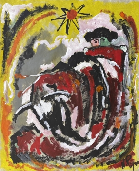 dans_l???arene_gouache_1990_taureau_tauromachie_corrida