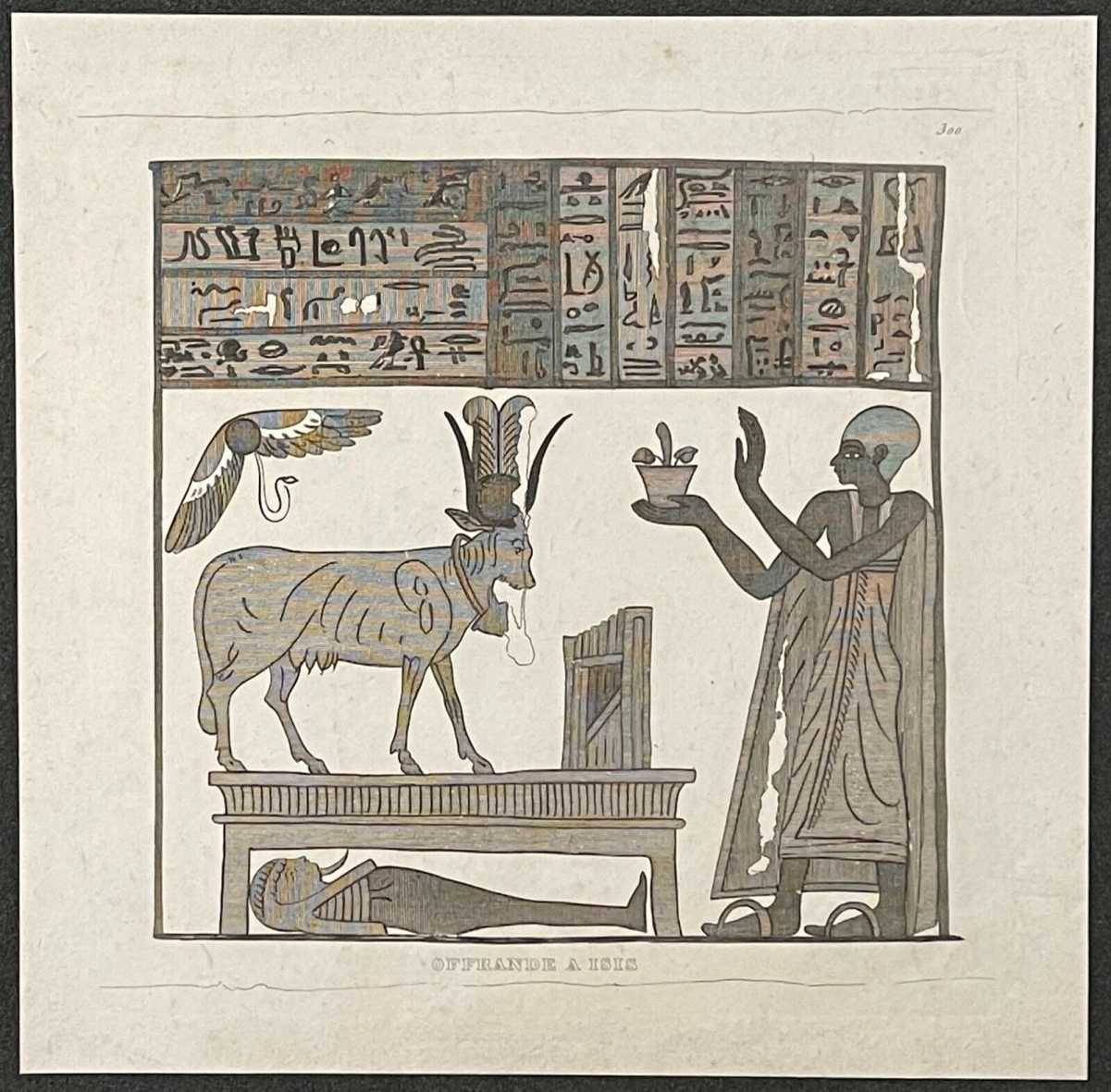 offrande_a_isis_gravure_originale_de_1830_anonyme_egypte
