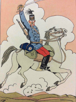 pochoir_cavalier,_illustrateur_?_circa_1910_hussard_a_cheval,_chevaux__tarbes