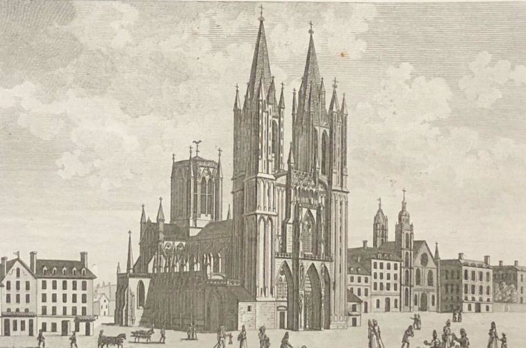 coutances_eglise_cathedrale_gravure_de_1818_par_couche_fils_france