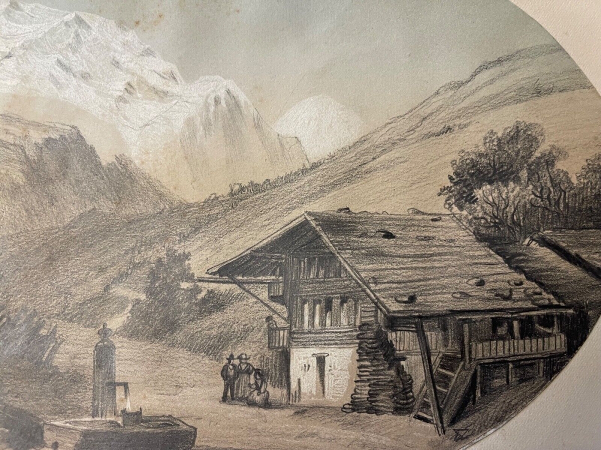 la_jungfrau_alpes_suisse_berne_dessin_graphite_rehaussé_vers_1850_anonyme