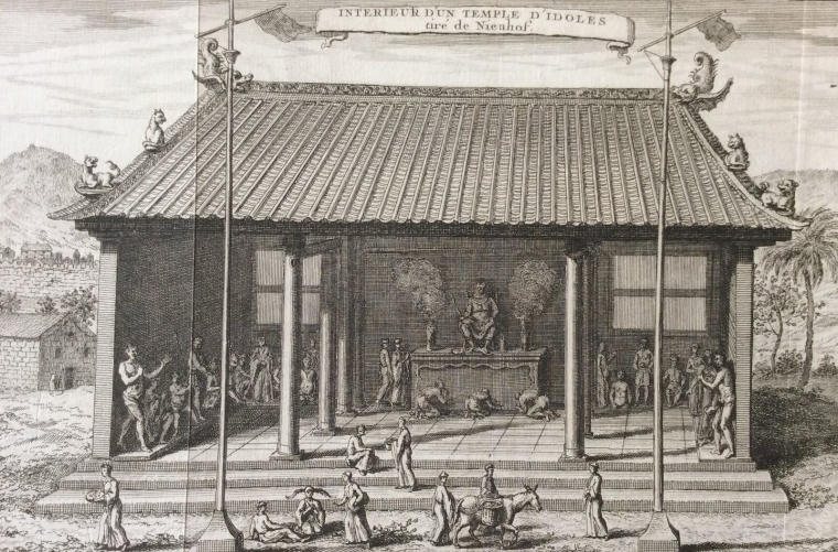 chine_interieur_dun_temple_didoles_gravure_old_engraving_1750_china_asie_asia