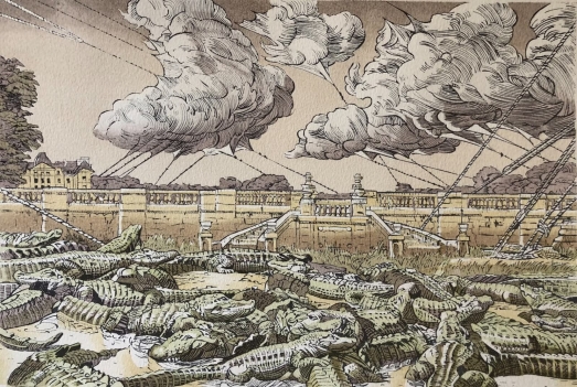 michel_dubre_ne_a_paris_en_1942_estampe_au_pochoir_france_crocodile_crocodiles