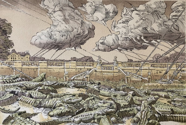 michel_dubre_ne_a_paris_en_1942_estampe_au_pochoir_france_crocodile_crocodiles