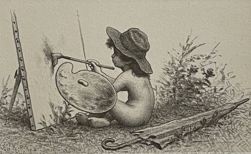 camille_bellanger_1853-1923_lithographie_le_petit_peintre_enfant_1906