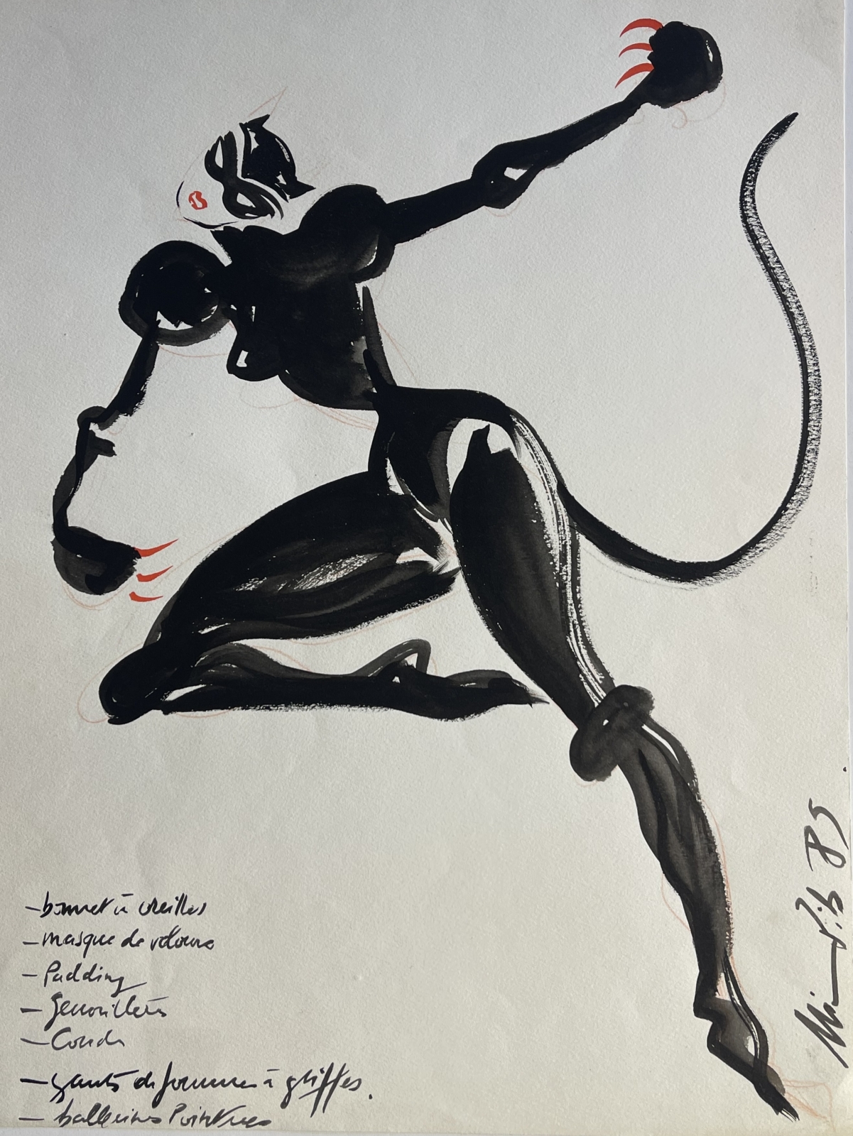 femme_chat_nicole_pibeaut_mode_paris_dessin_a_lencre_1985_france