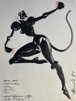 femme_chat_nicole_pibeaut_mode_paris_dessin_a_lencre_1985_france