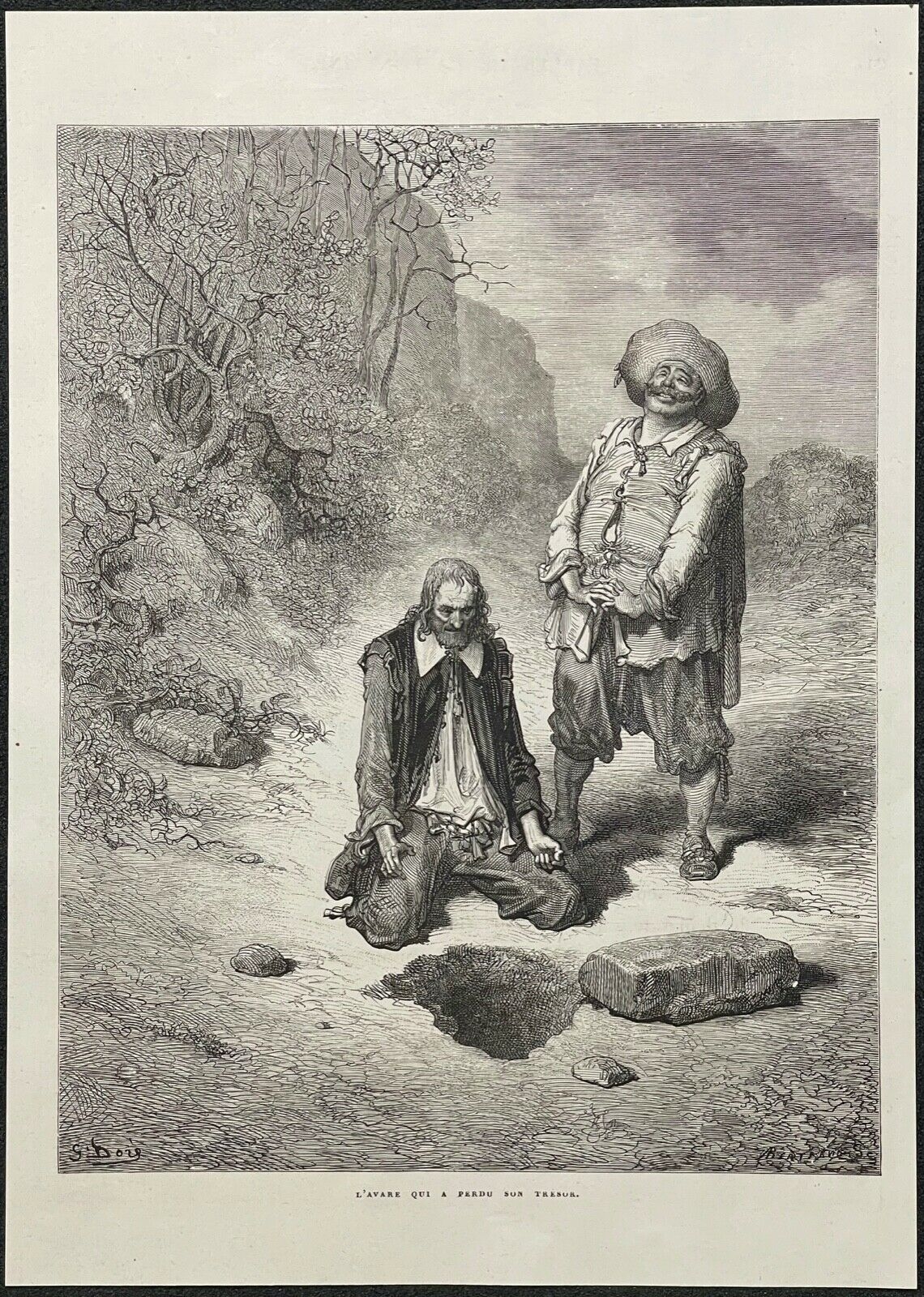 l_avare_qui_a_perdu_son_tresor_gustave_dore_xylographie_fable_la_fontaine_1868