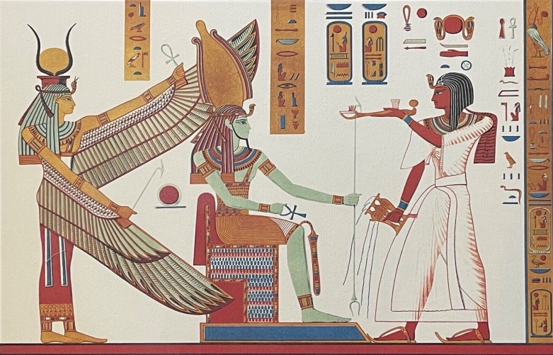 ramses_iv_offrant_de_lencens_a_isis_et_amon-re_egypte_louxor_lithographie_xxe