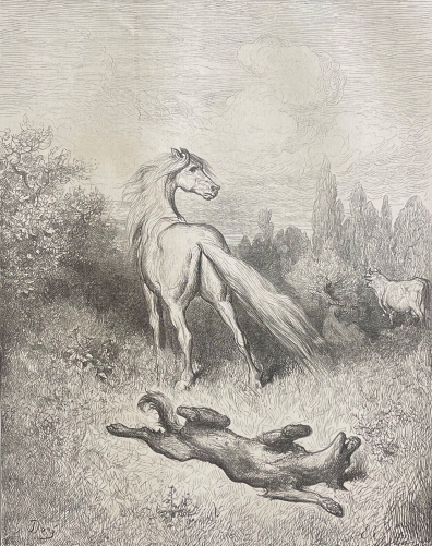 le_cheval_et_le_loup_gustave_dore_xylographie_fable_de_la_fontaine_1868_france