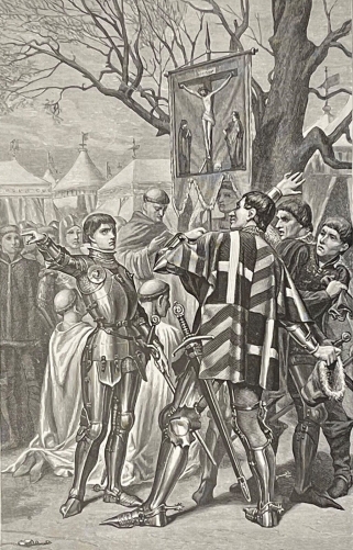jeanne_darc_en_route_vers_orleans_camp_de_blois_guerre_de_cent_ans_gravure_1887