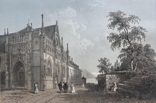 antique_engraving_hautecombe_abbey_church_france_alps_1864_benoist_savoie