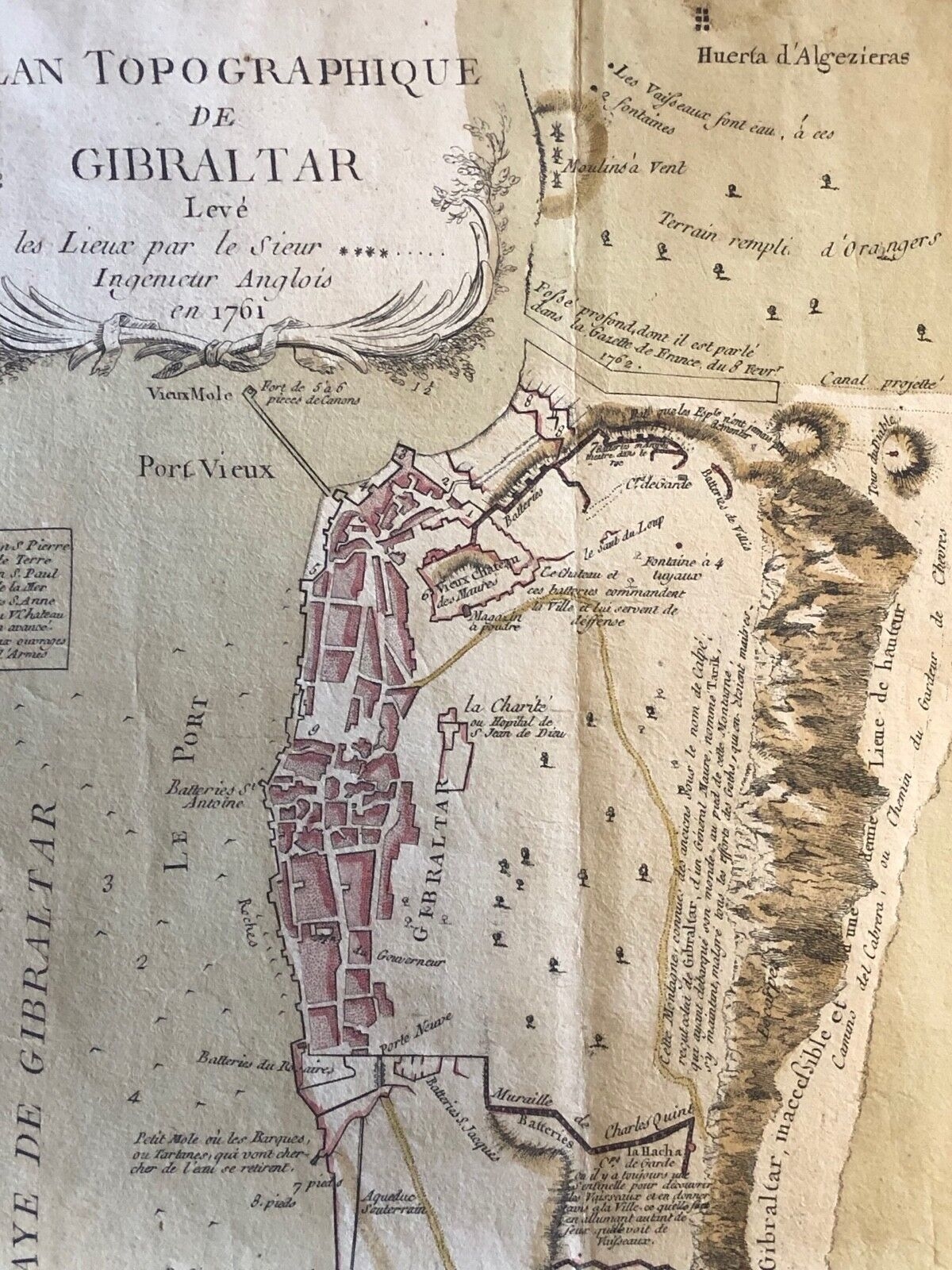 plan_topographique_de_gibraltar_1761_espagne_portugal_angleterre_france_hollande