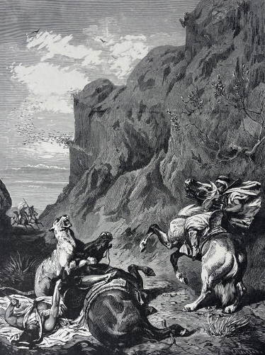 eugene_fromentin_arabe_et_lionne_bois_grave_de_1875_orientaliste_c__maurand