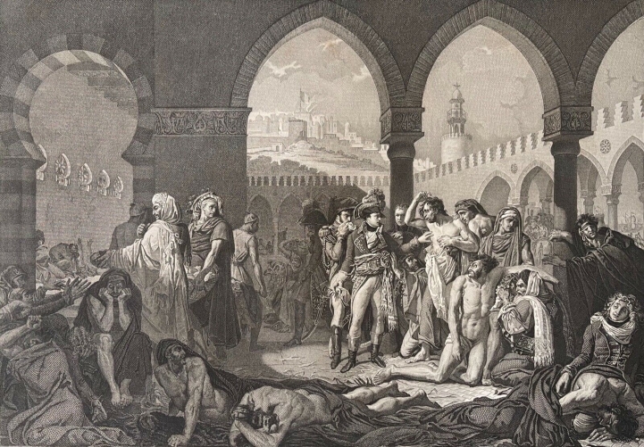 le_general_bonaparte_visite_les_pestiferes_de_jaffa_estampe_1838_napoleon
