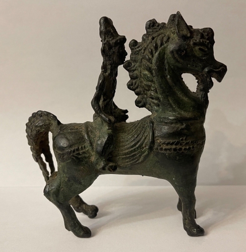 cavalier_bronze_patine_noire_empire_khmer_cambodge_xviiieme_cheval_asie
