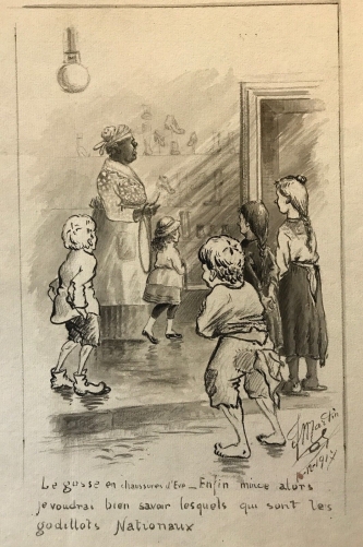 guerre_14_18_lavis_original_signe_martin_?_chaussure_chaussures_enfant_pauvre