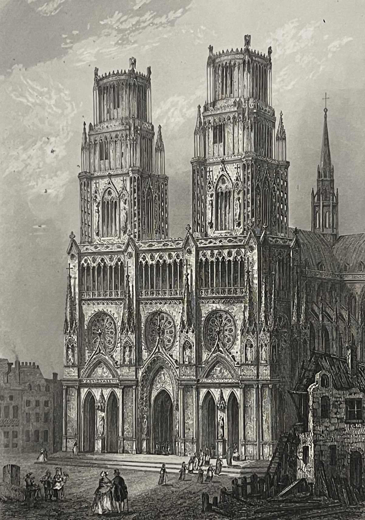 troyes_la_cathedrale_gothique_aube_gravure_de_doerty_1855_france