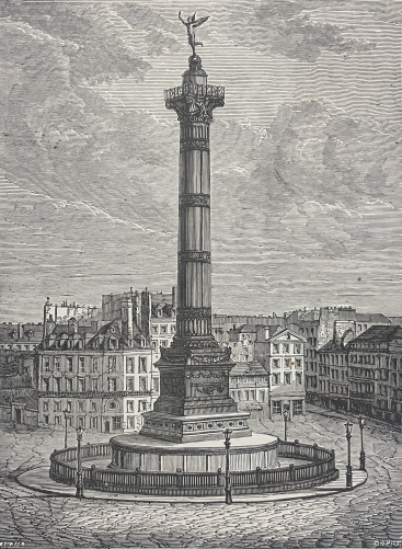 paris_la_colonne_de_juillet_place_de_la_bastille_gravure_1845_france