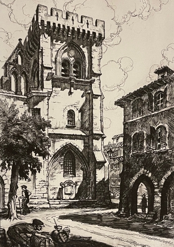 villeneuve-les-avignon_vers_1930_pointe_seche_de_robert_rhone_provence_france