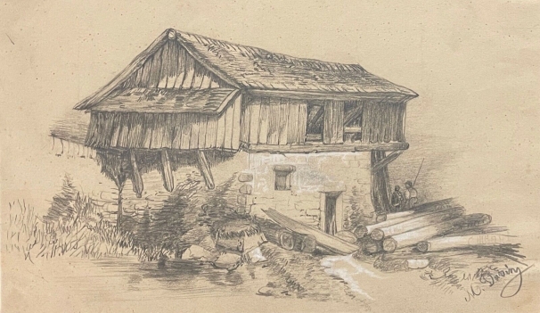 chalet_hautes-_alpes_vers_1860_dessin_graphite_davin_ferdinand_vers_1860_france