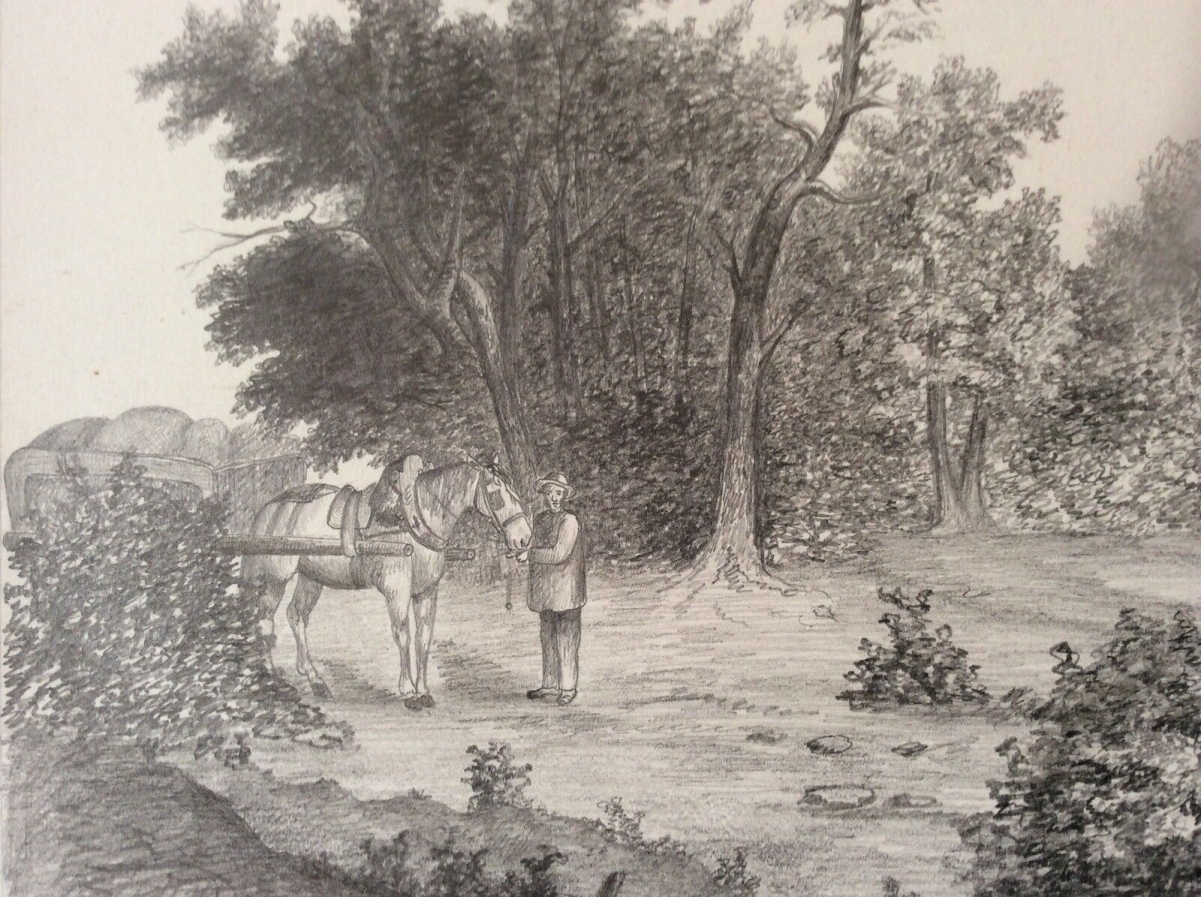 chasseur_et_paysan_normandie_dessin_circa_1870_anonyme_?_chien_cheval