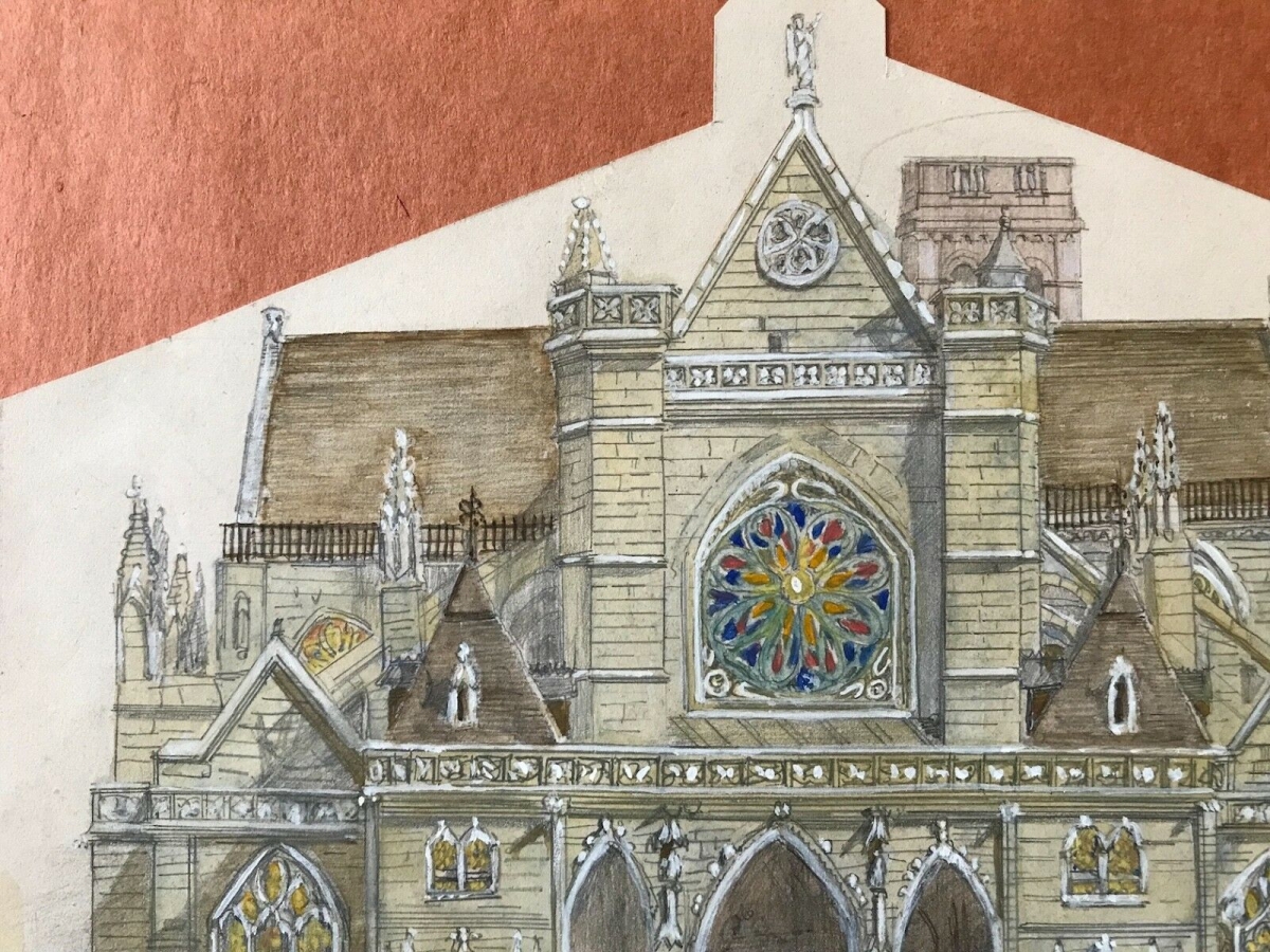 paris_eglise_saint_germain_lauxerrois_papier_circa_1850_technique_multiple