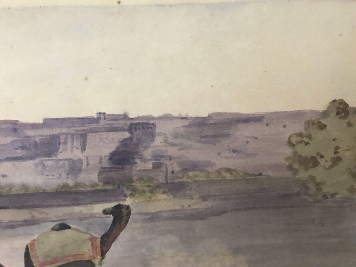 paysage_et_dromadaire__algerie,_aquarelle_datee_de_1969_anonyme_